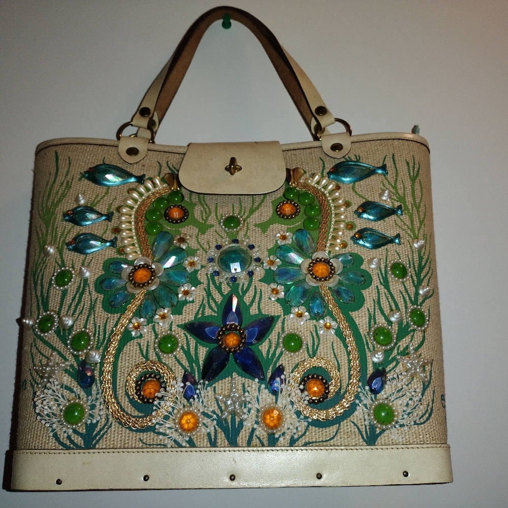 Vintage Enid Collins Sea Garden II wooden bottom bag